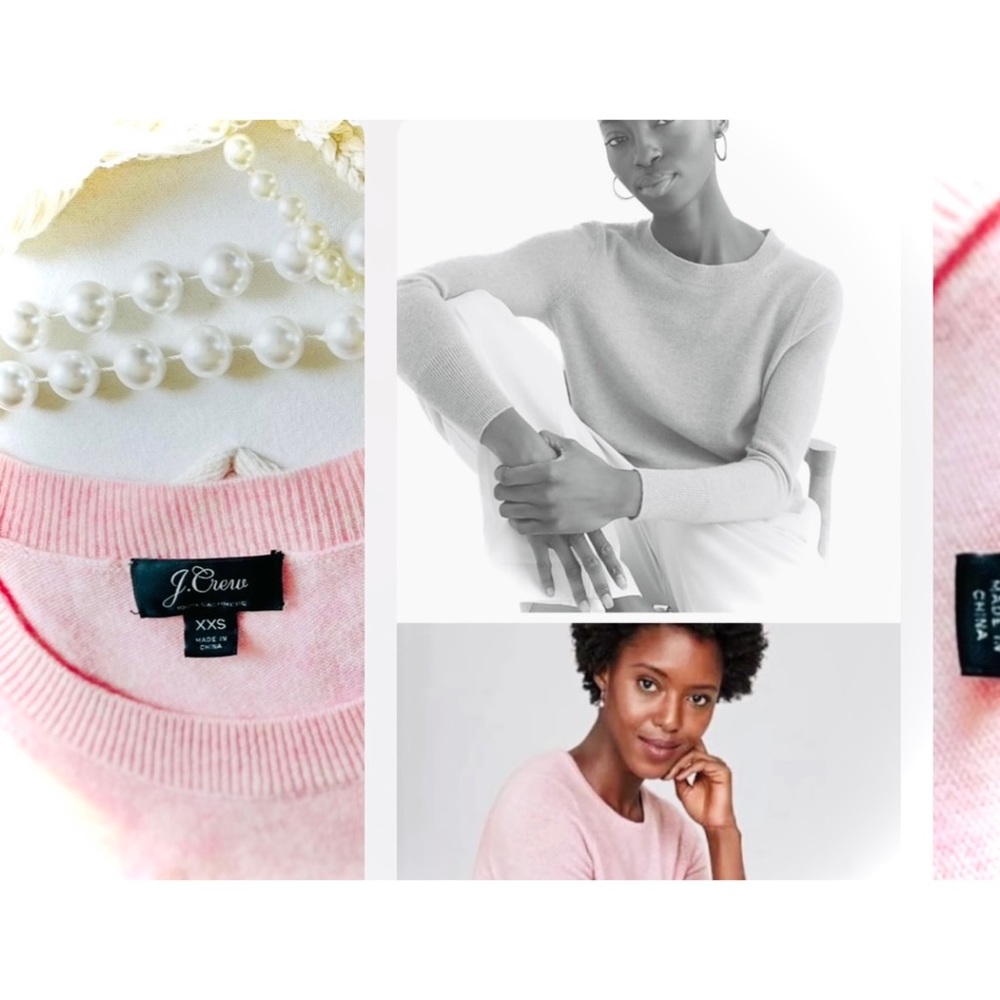 J. CREW | XXS | 100% Cashmere Dusty Rose Light Knit Crewneck Longsleeve Sweater - Picture 16 of 17